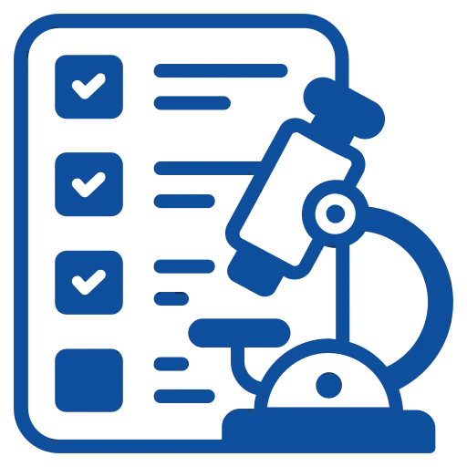 Blue line icon of a medical checklist